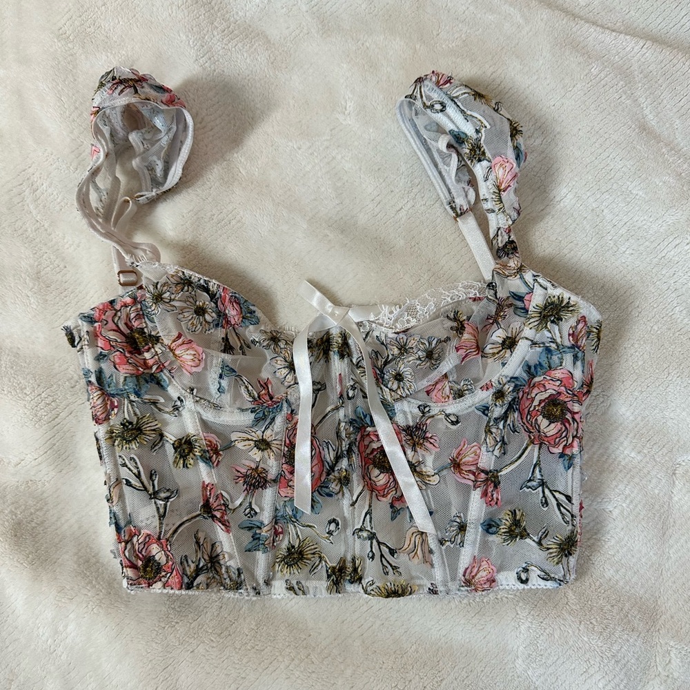 Victoria Secret floral embroidered corset